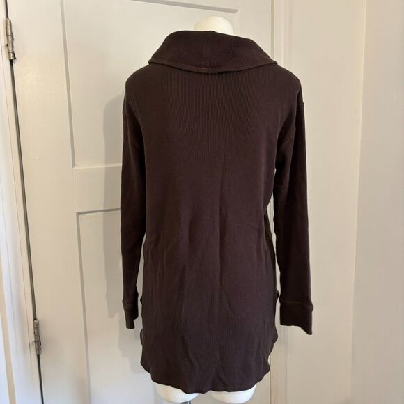 Chico's Zenergy size 6 Chocolate Brow Funnel Neck Ribbed Long Sleeve Top - Picture 3 of 8